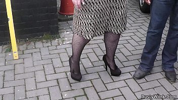 Preview 1 of New Shemale Sex Video - Plumper in fishnets rides his black rod