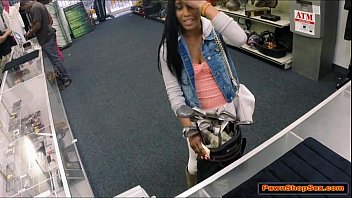 Preview 1 of Double Anal Gape - Black chick earns big time by sucking pawnshopowner in office