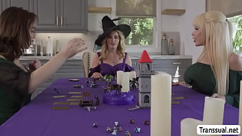 Preview 2 of Good Www Xxx Videos - Coco Lovelock sucks two shemale wizard under table