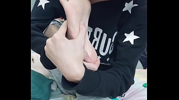 Preview 3 of Mom Takes Sons Dick - Slim gay teenager sucks his sexy feet/foot fetish
