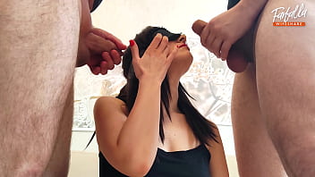 Preview 1 of Acnes Mo - Wife gives double blowjob with cum in mouth. Threesome. Part 1. Ep 1212