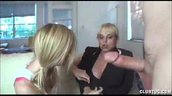 Preview 4 of Evie Thalia - Teen and mature double team handjob