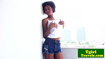 Preview 2 of Interracial Inch - Tall tgirl Look Me shows her big cock
