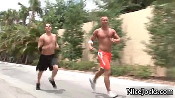 Preview 1 of Sexy Milf Mask Amateur - Sexy and horny jocks sucking cock gay porno