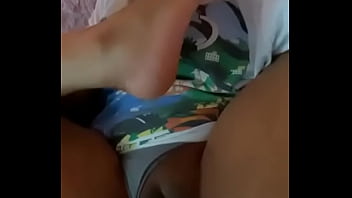 Preview 4 of Korea Mother Sex Son - Young black girl playing with pussy and sucking her toes