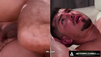 Preview 4 of Milki Boobs Feeding Video - HETEROFLEXIBLE - Filthy Mechanic Michael DelRay Fucks Hungry Bottom Coworker&#039_s Ass With His BIG Tool