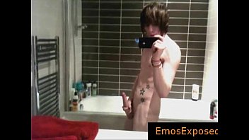Preview 2 of Girl S Eating Snot Porn - Cute gay emo filming himself in mirror while jerking gay porno