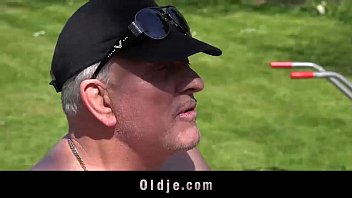 Preview 1 of Angie Varona Fucking - 8 lucky old men gang bang Anita&#039_s tiny holes