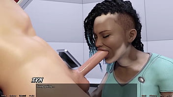 Preview 2 of Harlem Honeyz - Stranded In Space #76 - Hot Blowjob By Vitiligo Girl