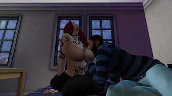Preview 1 of Kara Faux Fucking - Black man fucks red head White woman in her room