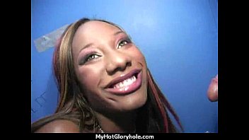 Preview 1 of Cole Morgane - Horny ebony suck the juice from big white gloryhole 2