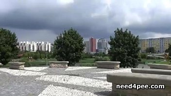 Preview 3 of Update Sex Videos Site - Brunette girl taped while pissing in public