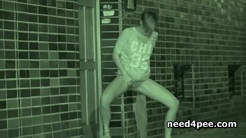 Preview 2 of Kinky Unlimited - Blonde on heels pissing at a building entrance