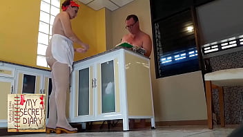 Preview 3 of Step Son Horbey - Naked Cooking. Nudist housekeeper,  Nakedbakers. Nude maid. Naked housewife. L3