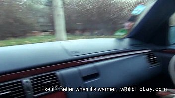 Preview 1 of Webcam Teen German - Dude fucks amateur babe in the car in public