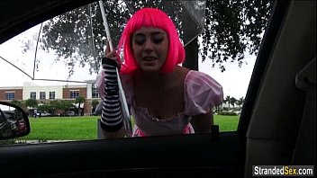 Preview 1 of Agust Aimes Bbc Porn - Teen Natalie Monroe with pink hair finds a ride and cock to suck