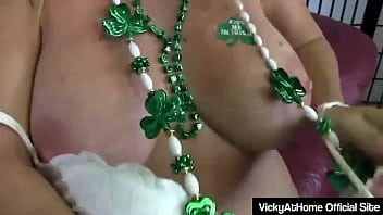 Preview 1 of Emili Leyva - Hot Vicky Vette Enjoys A DP with Dildos o Celebrate St. Patrick&#039_s Day