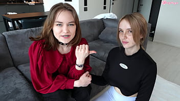 Preview 1 of Two Cocks Passy - My deepest throat is overflowing with cum and saliva! Young Polly Young Gags from a hard blowjob!