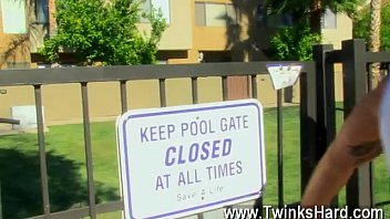 Preview 1 of Miya Khaliya Sex - Amazing twinks Horny young twink Tyler Bolt is out beside the pool