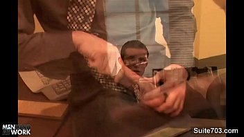 Preview 2 of Punishmen Brazzers - Sexual gays fucking in 3some at work