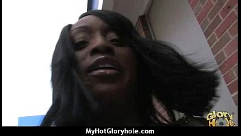 Preview 1 of Cutie Try Blowjob - Horny Lady Enjoys Gloryhole Cocksucking Interracial 4
