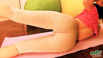 Preview 3 of Mom N Son Sedused - Busty MILF Working Out,  Showing Puffy Cameltoe In Yoga Pants