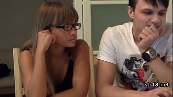 Preview 4 of Polisexual - Amateur teen couple fucks in parents bed