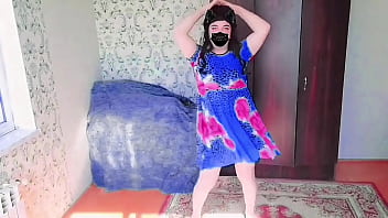Preview 2 of Swathi Aunty - Nylon Mini Dress Sissy Shemald Crossdresser Cute Ass Sexy Dance Lady Boy Big Butt
