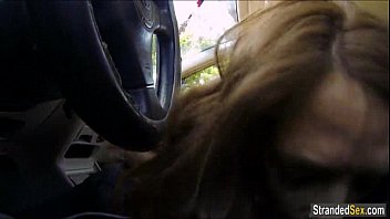 Preview 2 of With Mom Sleep - Redhead Kassondra Raine gives carblowjob and fucked aside the car