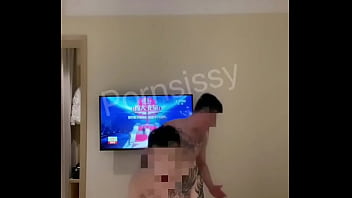 Preview 2 of Sex15 - Couple gay asian amateur handsome fucking in lingerie jockstrap