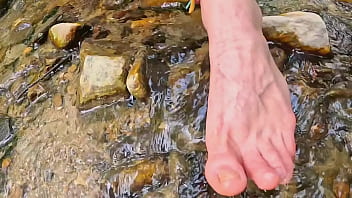 Preview 3 of Son Forced To Lick Mom Pussy - Naked girl walks in the stream and masturbates passionately