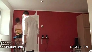 Preview 2 of Malena Morgan Sloppy Kiss Spit - Jeune petite metisse sodomisee et prise en double penetration par les technicien