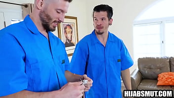 Preview 1 of X Sdx - Girl in hijab fucks 2 horny guys to keep her secret safe