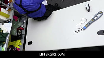 Preview 2 of Big Hips Fuck Video - LifterGirl  - Big tits petite Teen Caught Shoplifting Lipstick Inside Pussy Fucked By Guard For Freedom - Adrianna Jade