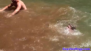 Preview 2 of Ken Marcus - Gay outdoor orgy action after skinnydipping