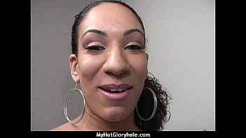Preview 2 of Big Booty Bait - Ebony Hottie Milking Cocks in the Gloryhole 17