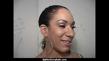 Preview 3 of Big Booty Bait - Ebony Hottie Milking Cocks in the Gloryhole 17