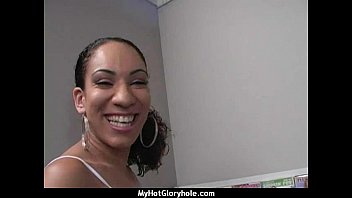Preview 1 of Big Booty Bait - Ebony Hottie Milking Cocks in the Gloryhole 17