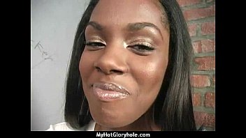 Preview 2 of Blondie Cutie - Ebony Hottie Milking Cocks in the Gloryhole 4