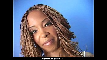 Preview 1 of Horny Wife Fucks - Ebony teen shows off her blowjob skills at gloryhole 7