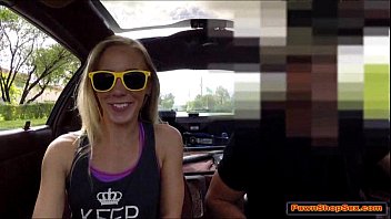 Preview 2 of Bd Condom Xxx Videos - Blonde babe shows off her tits to help sell her sportscar