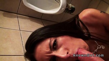 Preview 2 of Naughty Momvsex Com - Brunette amateur babe sucking in public restroom