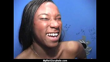 Preview 1 of Lux Xmovs - Natural cute black teen tries out gloryhole 23