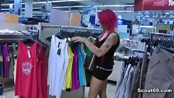 Preview 1 of Big Boobed Bbw Ebony Cum - Redhead Sexy Teen Fucks with Salesman in the Mall gets Cumshot