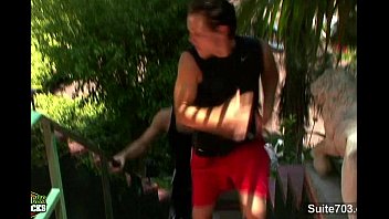 Preview 1 of Older Marilyn - Sexual gay jocks fuck in threesome outdoors