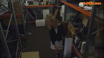 Preview 2 of Men Xvedios - Blonde milf pawns her pussy and pounded in storage room