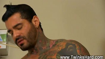 Preview 2 of Aka Library - Gay sex The stud ends up on his knees getting face romped before