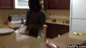 Preview 1 of Whitney Skylar And Natalie Star - Dagfs - Ebony Gets Fucked While She Does Dishes