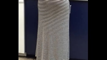 Preview 2 of Chinese Girls Masterbating - long dress back side of this girl at work