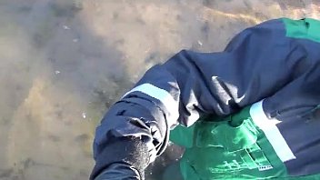 Preview 3 of Hebe Girls - Crossing a riverr in greenwaders